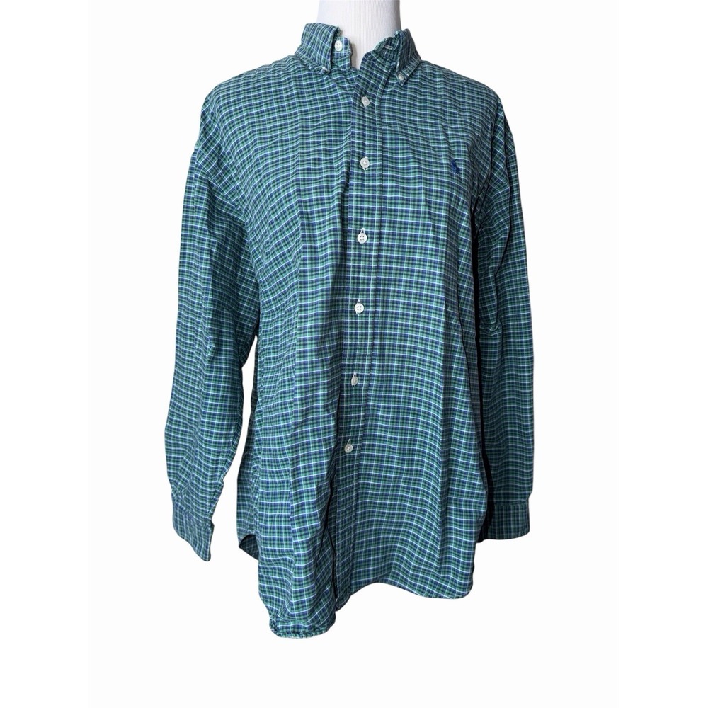Ralph Lauren Big‎ Shirt Mens Large Long Sleeve Button Down 100% Cotton Plaid